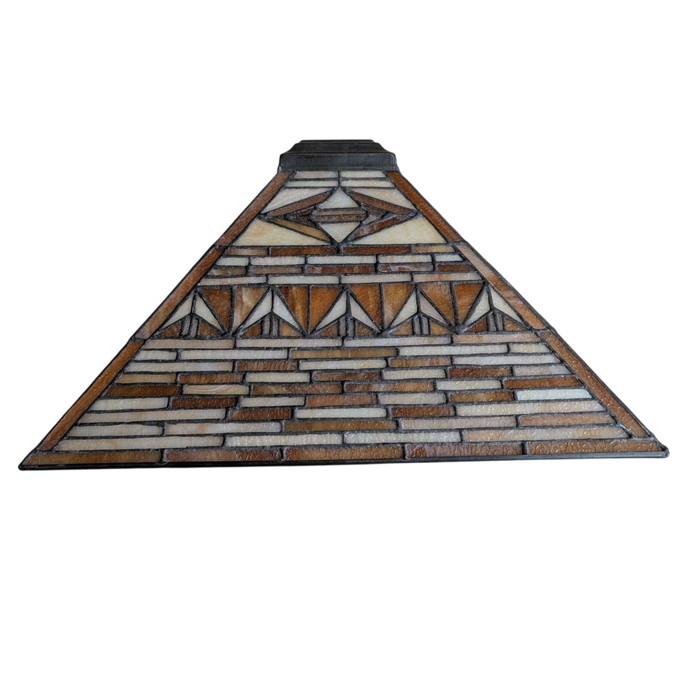 Meyda Tiffany Mission Stained Glass Lamp Shade Geometric Amber Brown 14 Inch